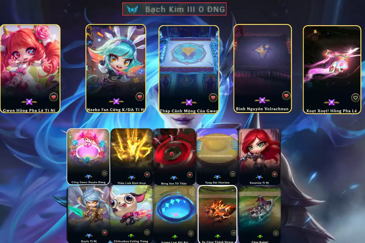 Full Gwen hồng pha lê + nekko + sàn binh nguyên